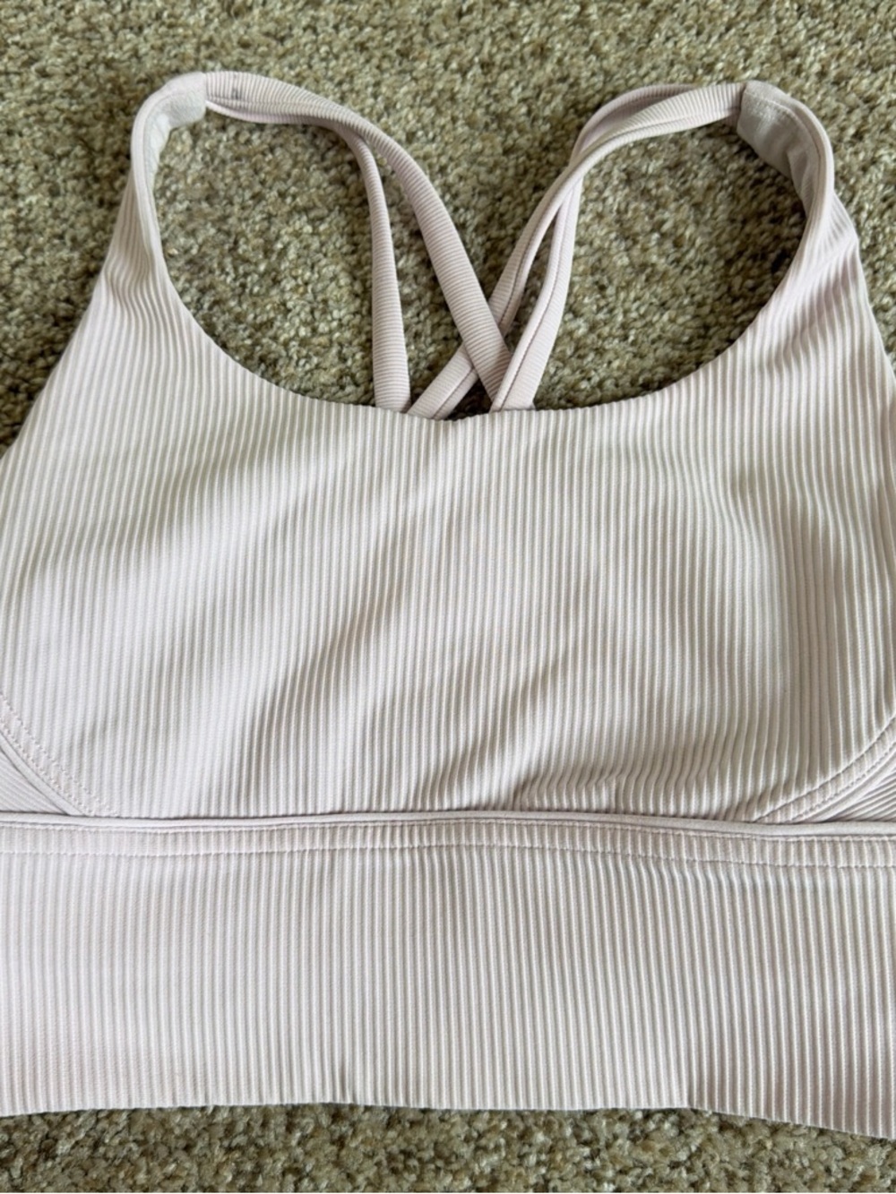 Lululemon Ribbed Light Pink Sports Bra with Crisscross Back